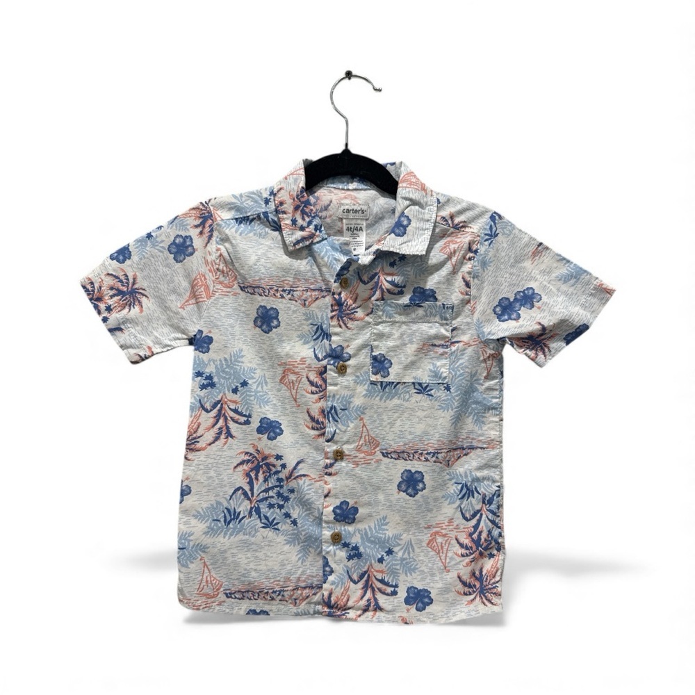 6/20 🎉Carter’s Tropical Print Button-Up Shirt – Size 4T